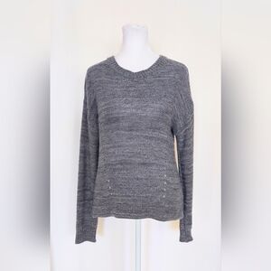 Don't Ask Why Long Sleeve Open Back Gray Sweater Size 0S Small Made In Italy
